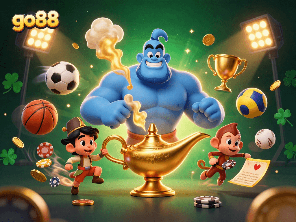 Engage with go88 by experiencing a dynamic 3D illustration showcasing casino excitement and winning opportunities.