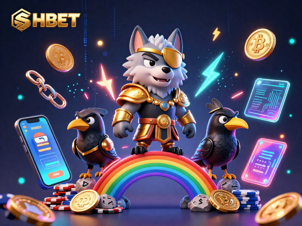 Experience the excitement of SHBET with a vibrant 3D illustration featuring Norse mythology elements and dynamic casino visuals.