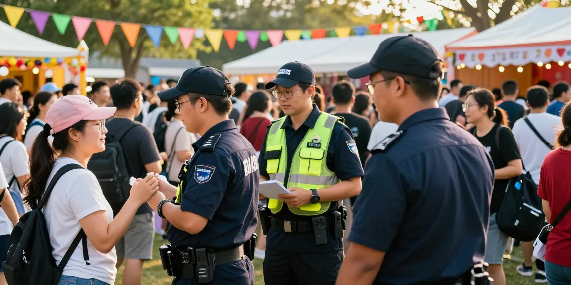 Event Security professionals ensuring safety at a community festival, providing trusted service.