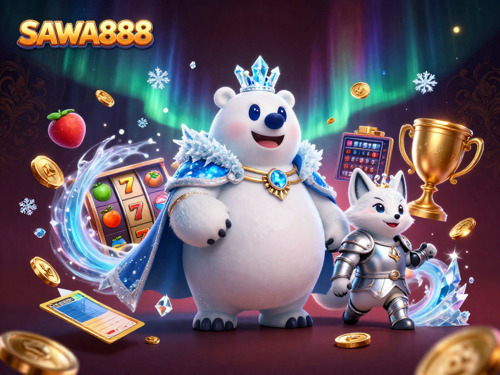 Experience the excitement of SAWA888 with engaging slot games and colorful casino elements.