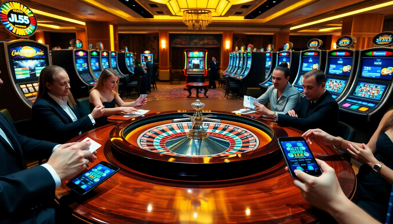 Engaged players at a roulette table embodying the excitement of https://www.jl55.club/ with colorful chips and cards.