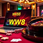 Experience thrilling gameplay at WW88 with vibrant casino elements, chips, and online interfaces.