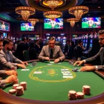 Exciting poker game showcasing f168 ai features with vibrant casino atmosphere.