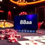 Win big with 88aa in an elegant casino setting, showcasing poker and roulette action.