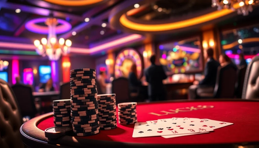 Experience the excitement of LUCK8 VIP at a luxurious casino table with poker chips and cards.