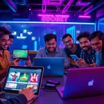 Online betting excitement at sbobet.dance with diverse users enjoying gaming on modern devices.