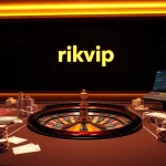 Experience the excitement of rikvip with vibrant casino games, roulette wheels, and poker chips.