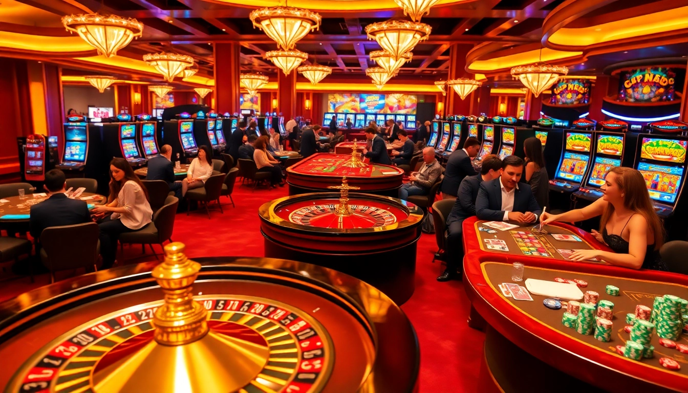 Exciting gaming action at HM88 featuring a roulette wheel, players, and colorful chips.