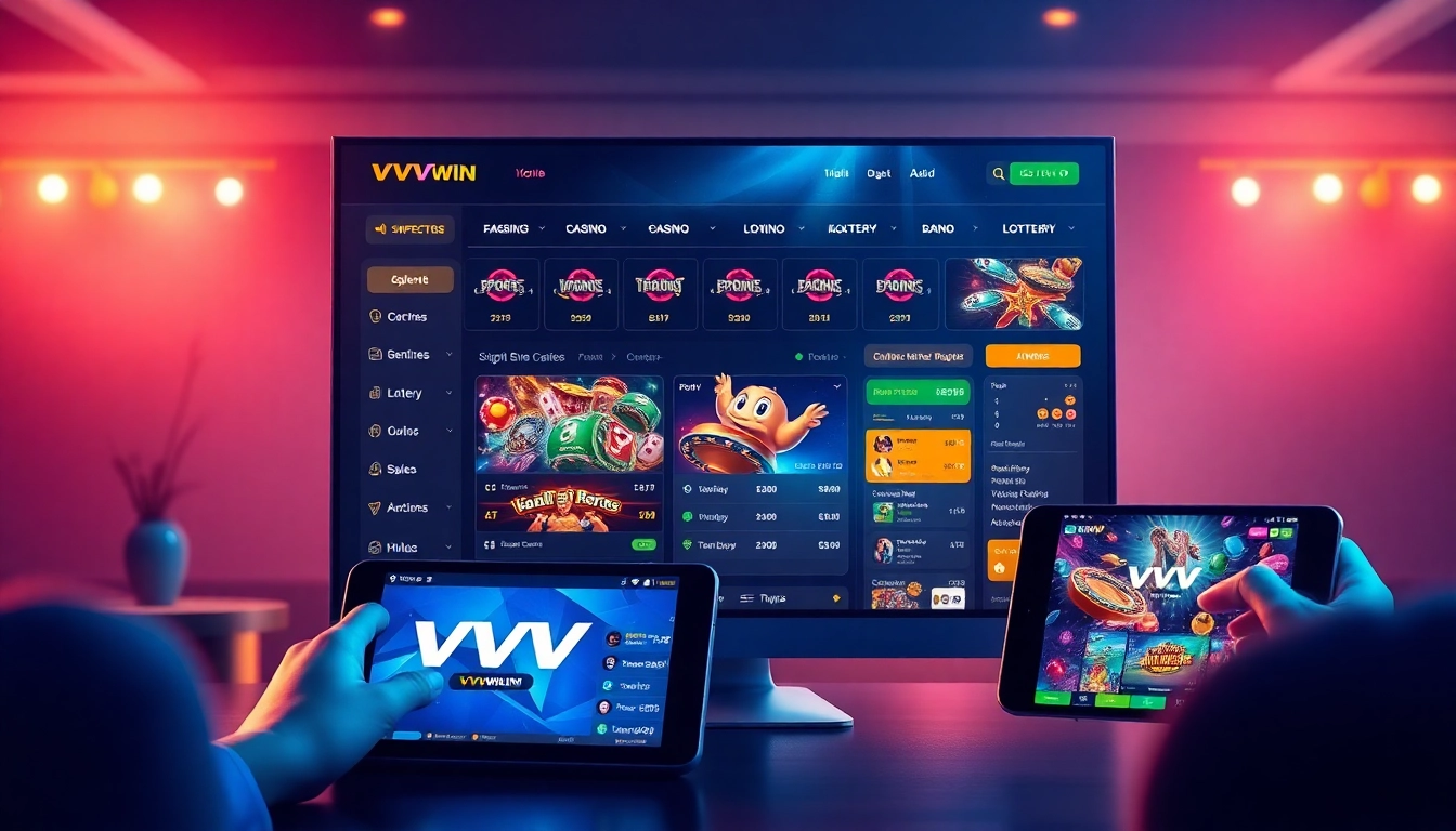 Engaging online gambling interface showcasing VVVWIN app features at vvvwin88.live, blending excitement and trust.