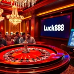 Players enjoying a roulette game at Luck88 casino with vibrant gaming elements.