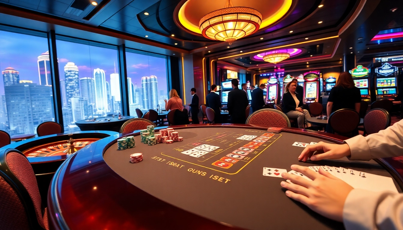 HB88 casino experience showcasing excitement at gambling tables and vibrant slot machines.