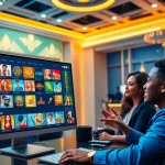 Dynamic representation of 23win online gaming platform, showcasing diverse players and modern interface.