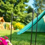 יתד אנקור עמיד שמאבטח כיסויי גינה בסביבה אחורית ירוקה