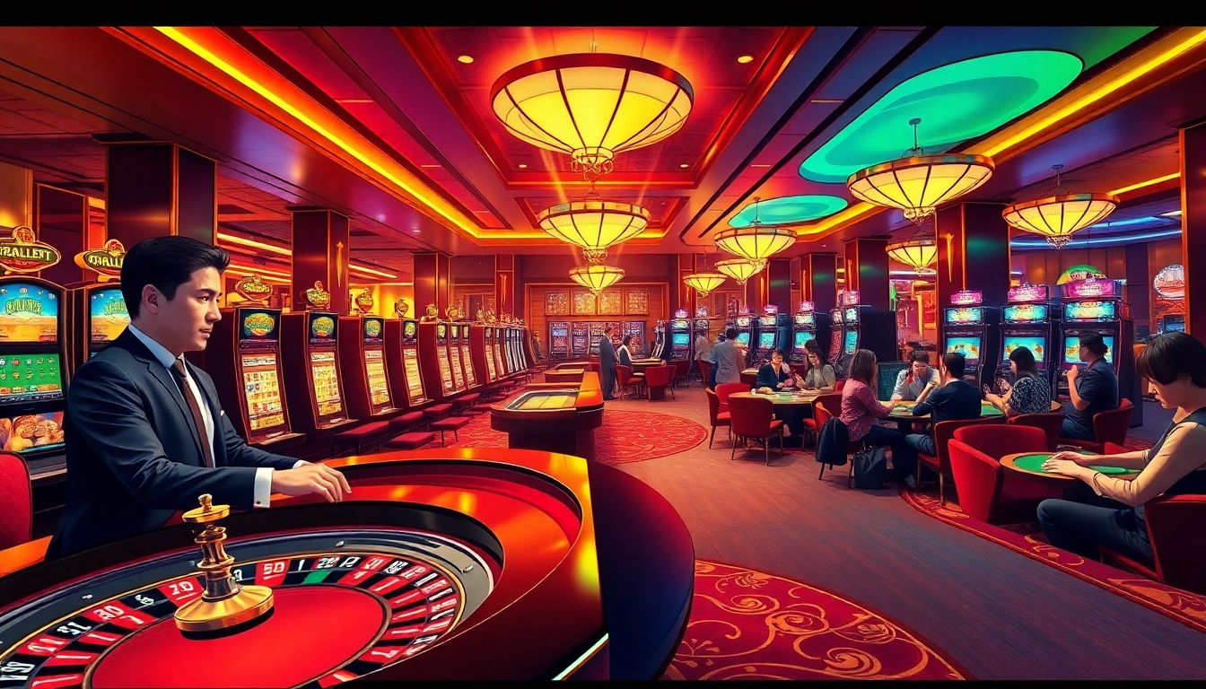 Players enjoying luxurious casino games including poker and roulette at https://tg88.to/ site.
