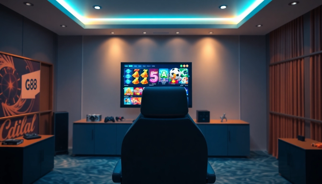 Experience G88 casino's vibrant gaming interface in a stylish setup.