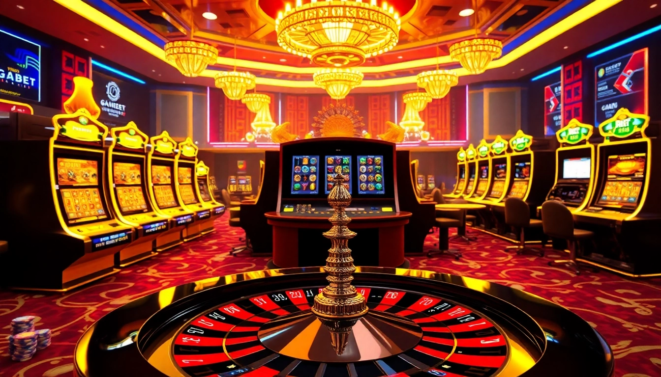 Engage in thrilling games at 8kbet's vibrant casino scene with colorful slots and roulette.