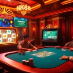 Experience winning thrills at NK88 gambling platform with a luxurious poker setup.