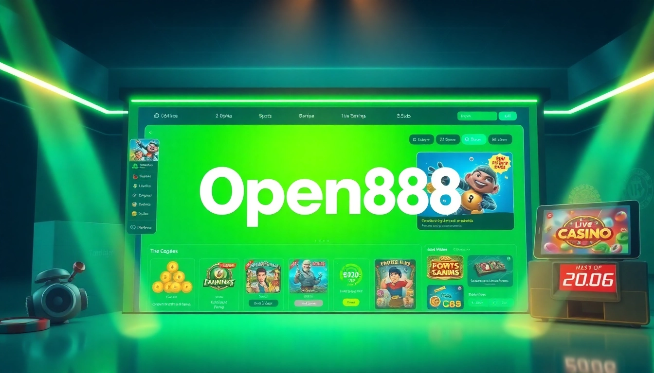 Open88 online gaming platform dashboard with vibrant design and user-friendly interface.