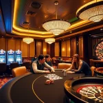 MMOO players enjoying a thrilling casino experience at an elegant poker and roulette table.