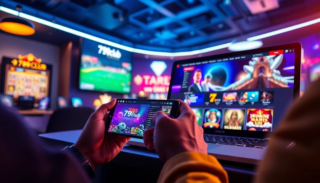 Interactive online gaming experience with the 789club brand, showcasing vibrant sports betting and casino gaming.