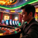 Win678.us offers an exciting casino experience with poker chips and a roulette wheel.