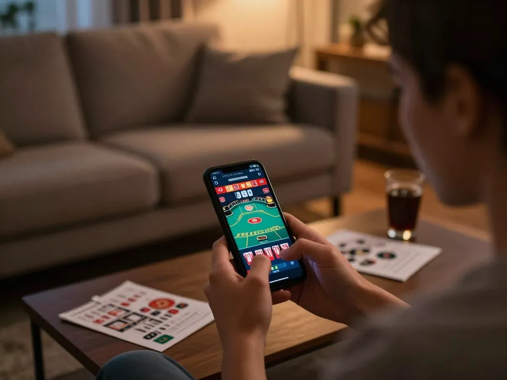 Engaging mobile gaming moment on app s666, showcasing baccarat gameplay on a smartphone.