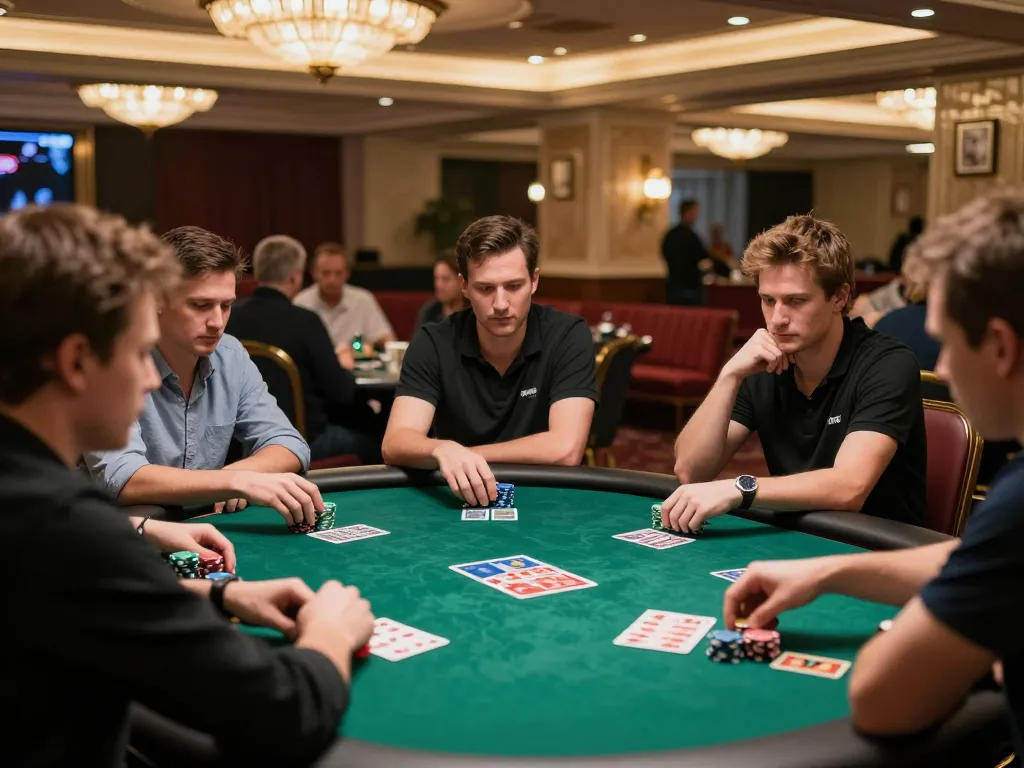 Engaged players at a live poker table illustrating focused strategies in the nhacaiuytinn gaming scene