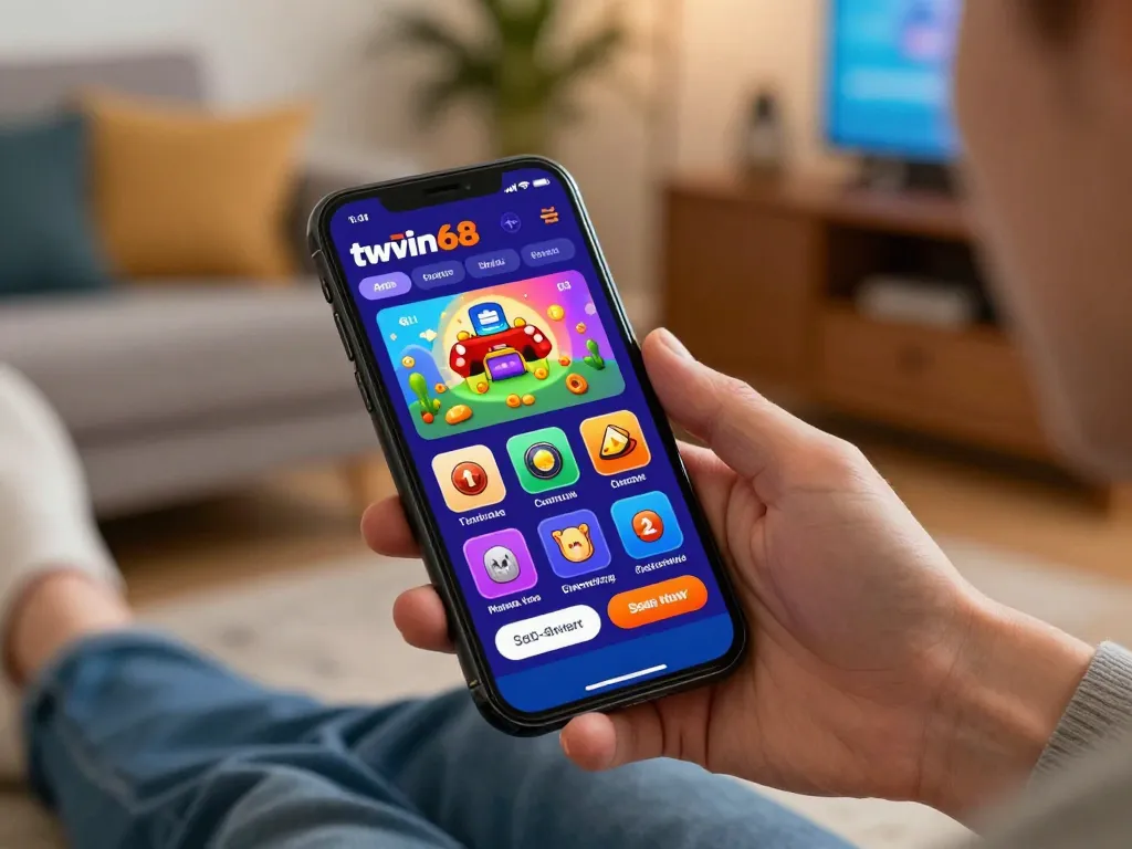 Engaging smartphone user exploring twiin68 casino app for exciting betting options