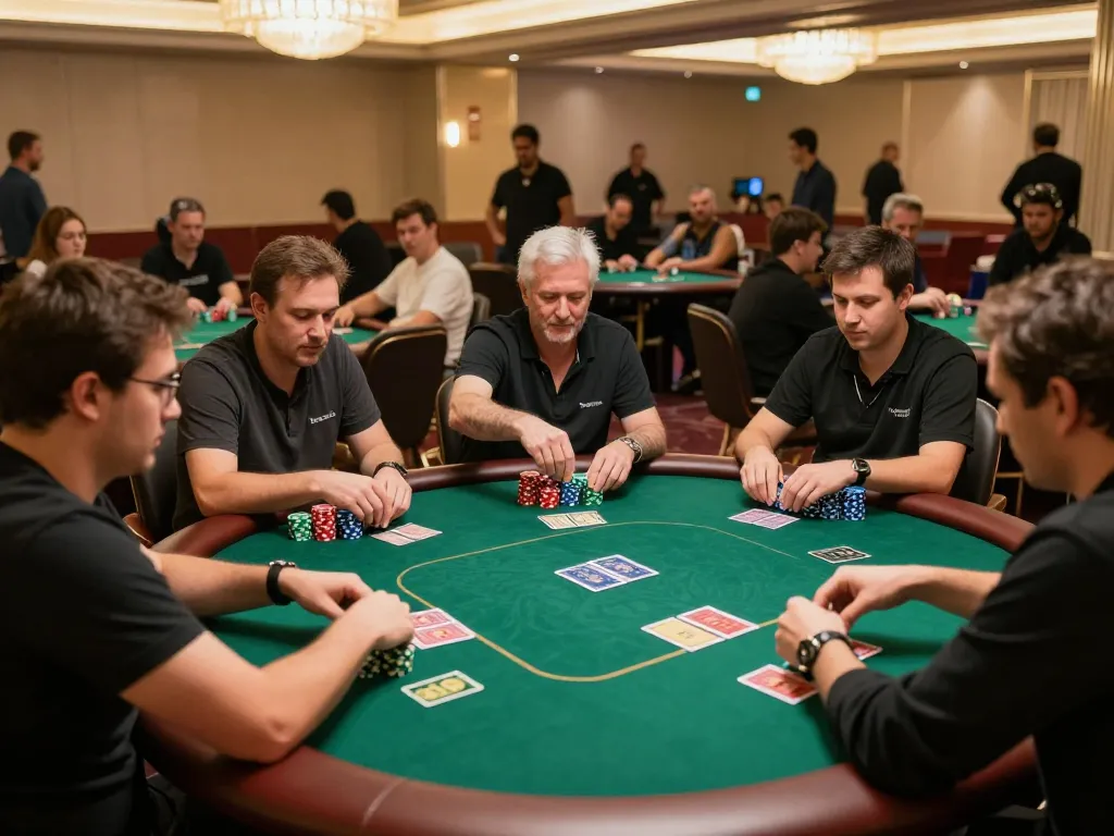 CakhiaTV shows intense poker gameplay at an upscale casino, highlighting strategic betting moments.