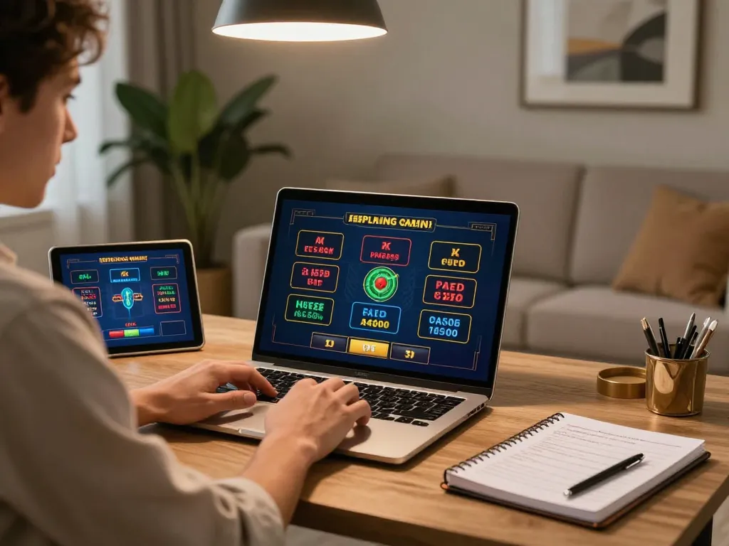 SC88 player engaging with a live dealer in a stylish home office while practicing responsible gambling.