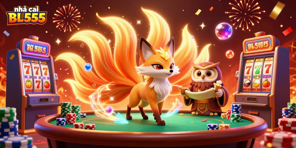 Engage with exciting gaming at nhà cái BL555, featuring colorful spirits and vibrant casino elements.