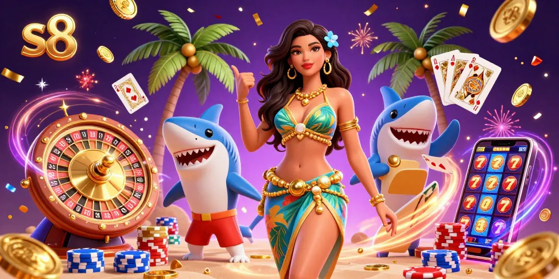 S8 offers exhilarating gameplay with glamorous themes and vibrant casino elements in an exciting 3D illustration.