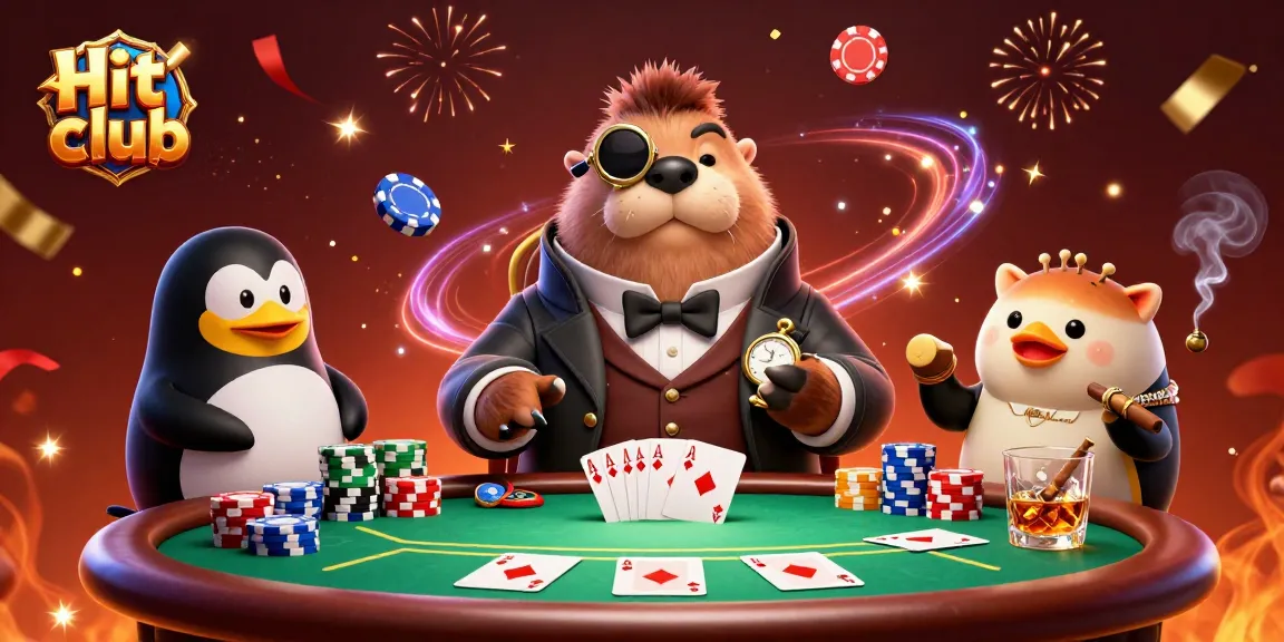 Experience the thrill of Hit club with our jolly walrus engaging in poker action!