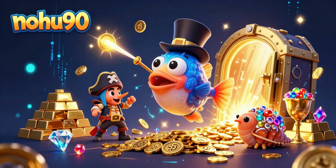 Nohu90 attracts high-stakes wins with vibrant casino-themed treasures and characters.