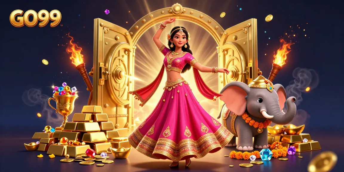 Win big with GO99 in this vibrant casino-themed digital illustration with exotic elements.