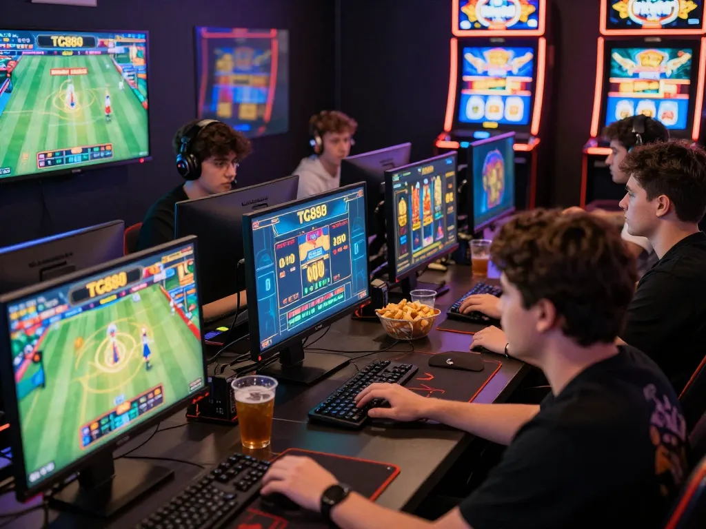 Diverse gamers enthusiastically engaging at TG88, showcasing the excitement of online betting and gaming.