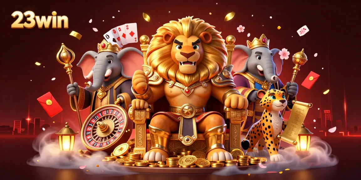 Play casino games at 23win with vibrant characters and dynamic gambling elements in a rich 3D scene.