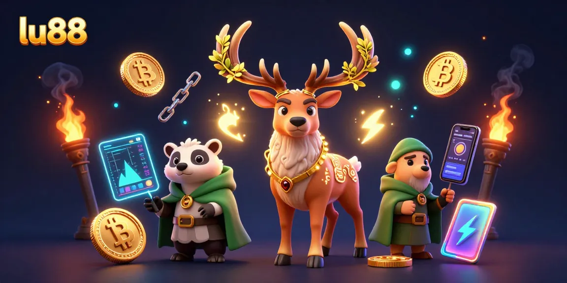 Engage in thrilling games at lu88, featuring dynamic characters and vibrant crypto elements.