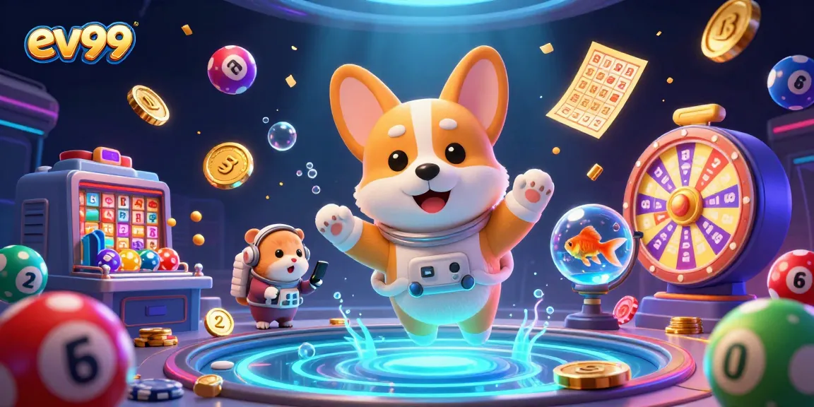 Join the exciting world of ev99, featuring a 3D astronaut corgi and vibrant casino elements.