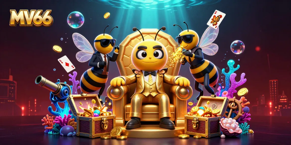 Experience MV66's vibrant gaming world as the bumblebee mob boss strategizes amidst underwater treasures and casino elements.