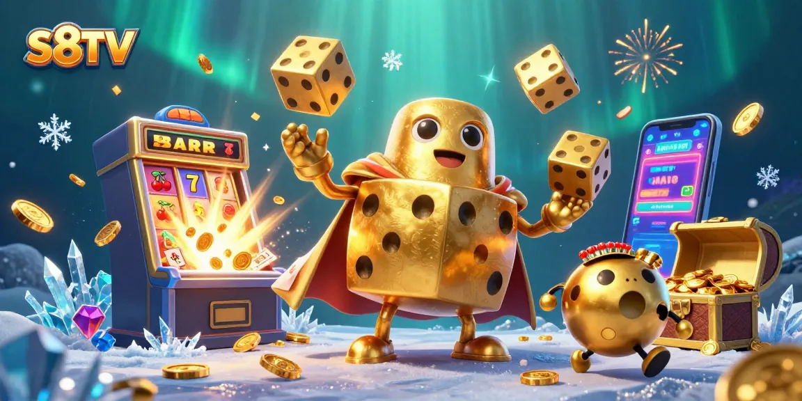 S8TV showcases dynamic live sports betting through a vibrant 3D illustration of casino elements.