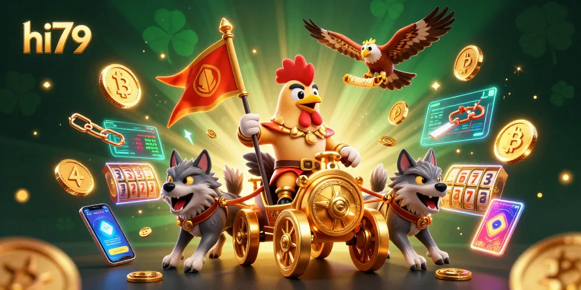 Engage in thrilling gameplay at hi79 with vibrant characters, gold coins, and dazzling slot elements.