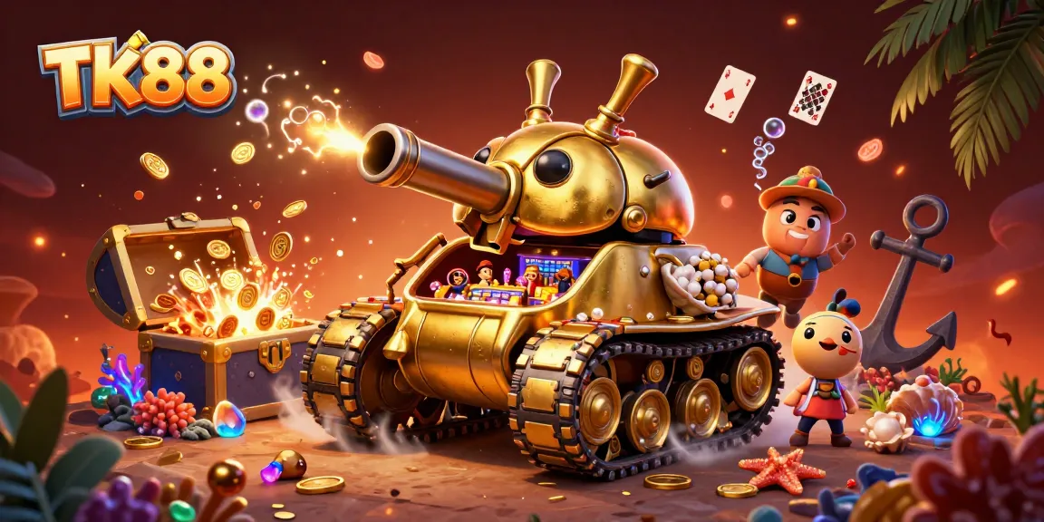 Win at TK88 with this vibrant casino-themed illustration featuring a unique beetle tank!