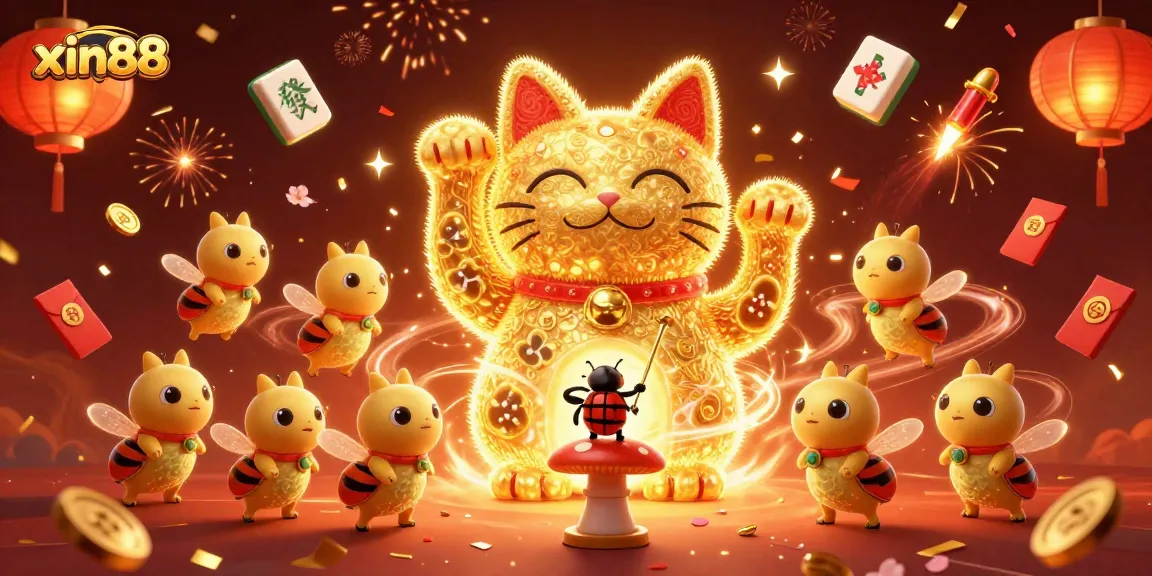 Experience joyous victories with the xin88 lucky cat in a vibrant casino-themed celebration