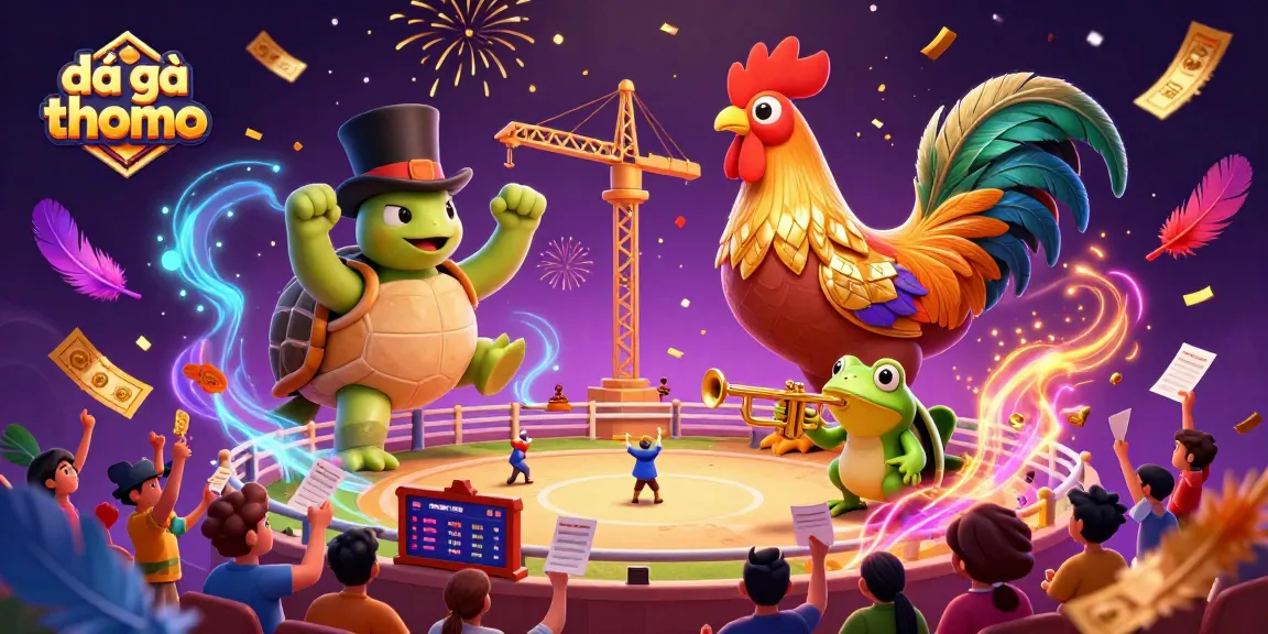 Experience thrilling cockfighting action at đá gà thomo with vibrant characters and dynamic arena elements.