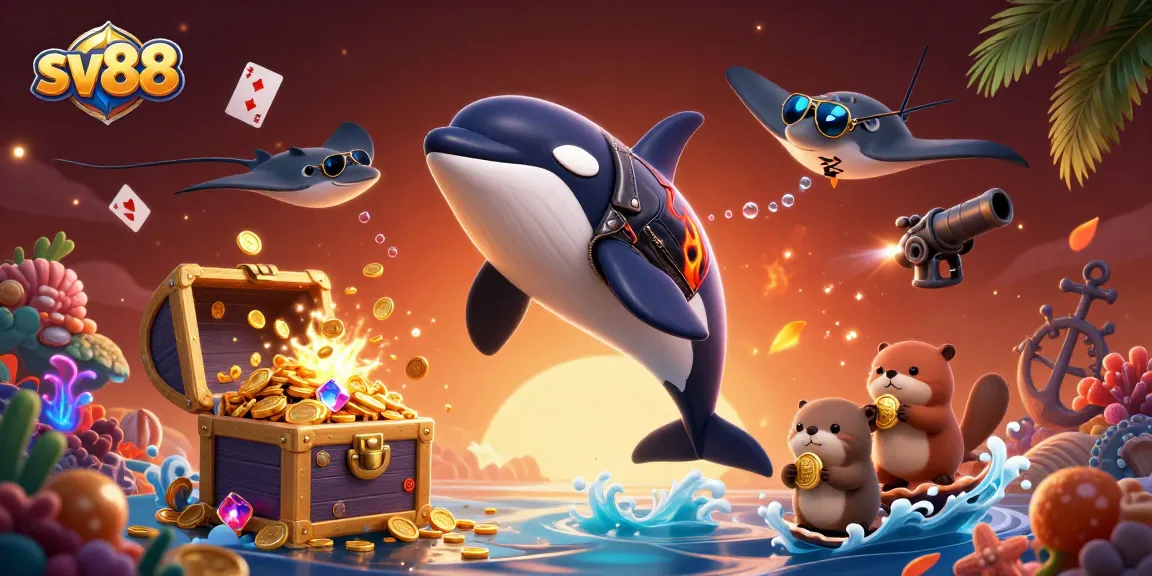 Experience thrilling gaming excitement at sv88 with colorful cartoon sea creatures celebrating wins.
