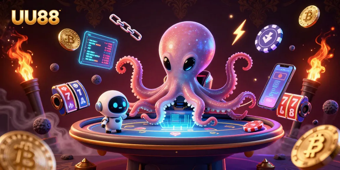 Engage with UU88 as a lively alien octopus runs a holographic poker table.