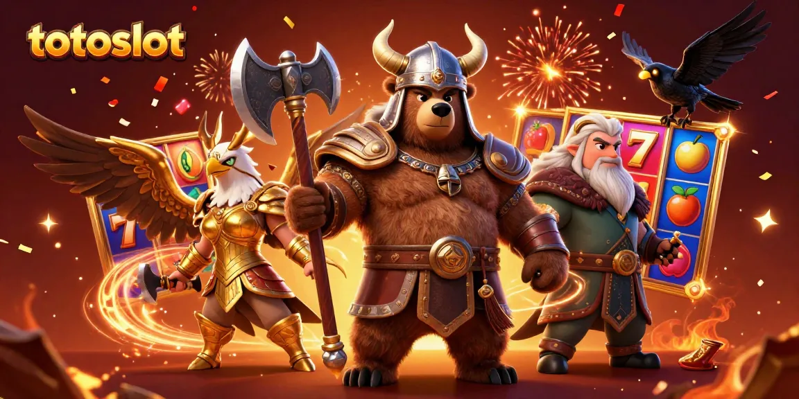 Experience thrilling action with totoslot as slot reels spin around a Viking bear and Valkyrie eagle.