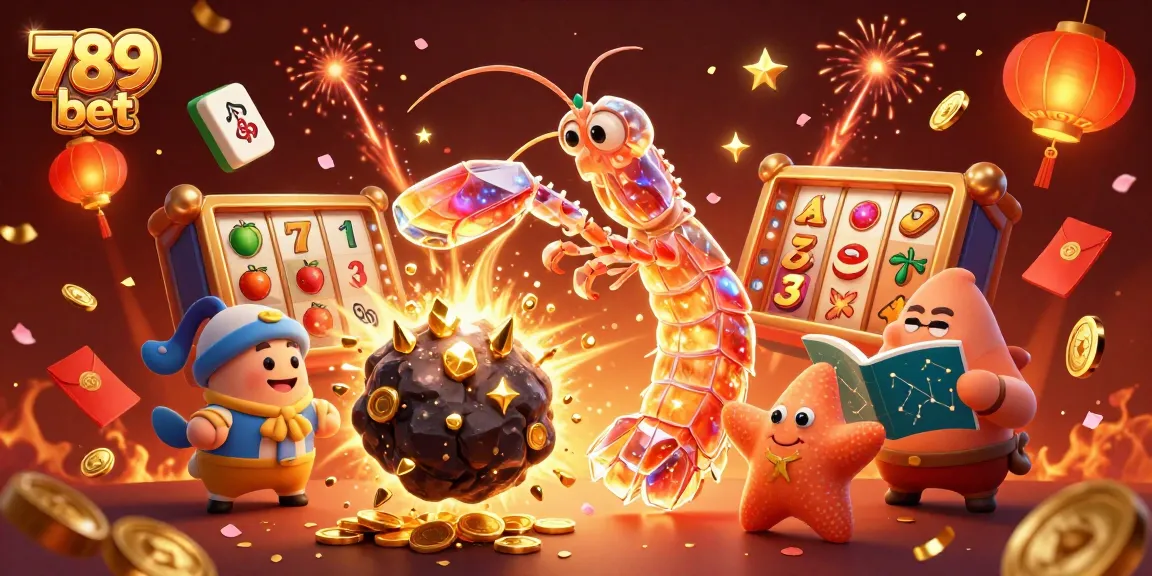 Experience the thrill of 789 bet with a vibrant casino scene featuring samurai shrimp and slot reels.