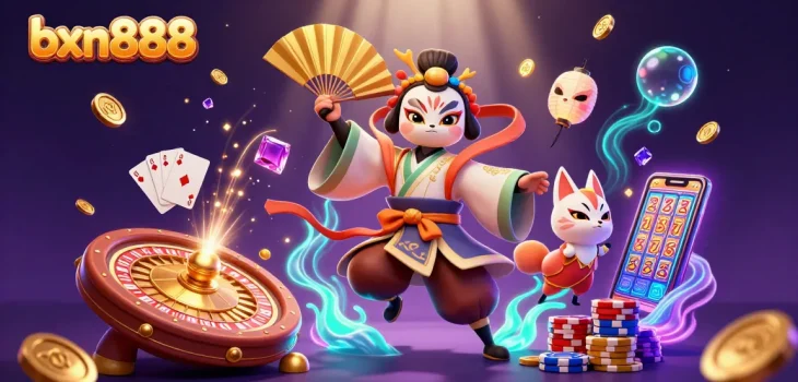Experience the excitement at bxn888 with vibrant casino characters and interactive gaming elements.